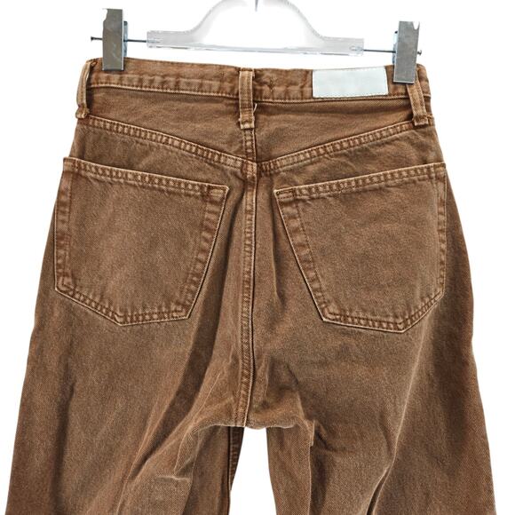 Re/Done Jeans Womens 26 70's Ultra High Rise Stovepipe Washed Terracotta Brown - Picture 5 of 13